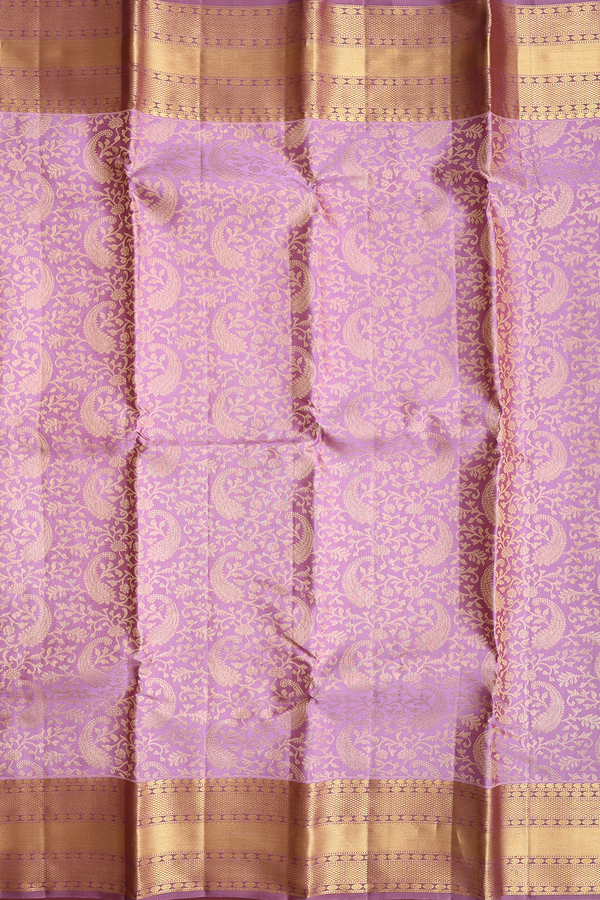 Kanchipuram Silk Saree In Lavender With Brocade Design