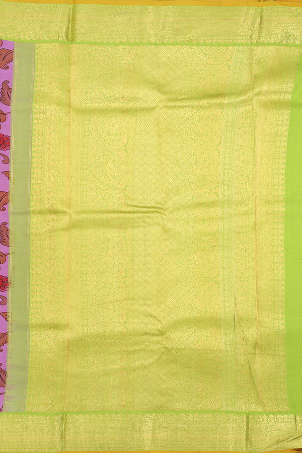 Kanchipuram Silk Saree In Lavender With Floral Printed Design