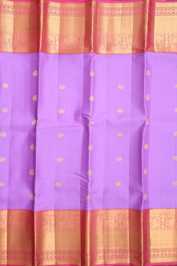 Kanchipuram Silk Saree In Lavender With Peacock Buttas