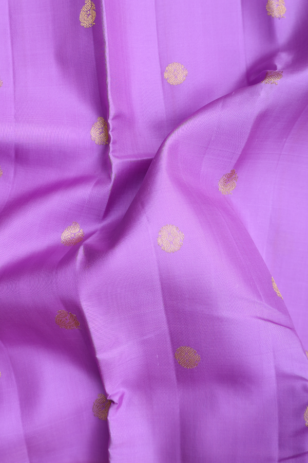Kanchipuram Silk Saree In Lavender With Peacock Buttas