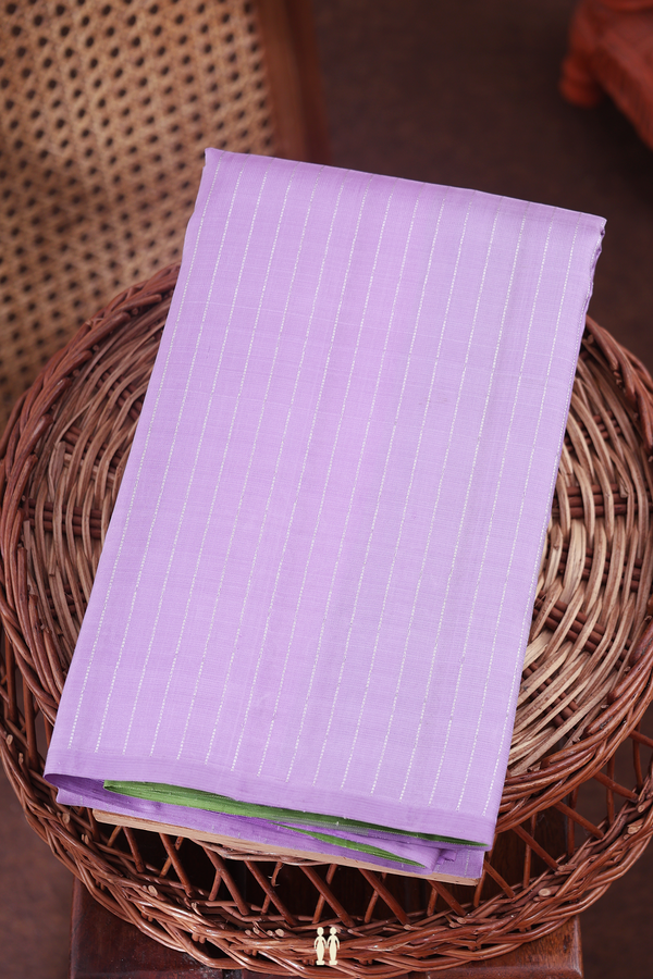 Kanchipuram Silk Saree In Lavender With Stripes Design