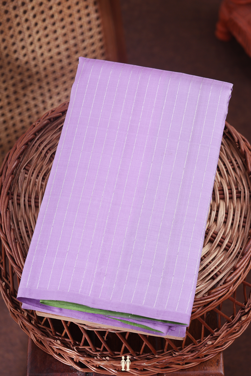 Kanchipuram Silk Saree In Lavender With Stripes Design