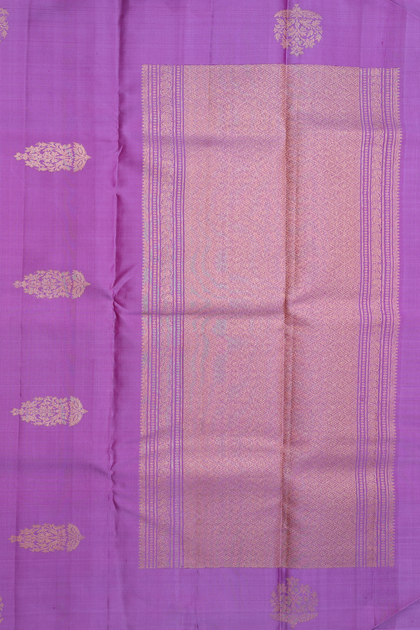 Kanchipuram Silk Saree In Lavender With Stripes Design