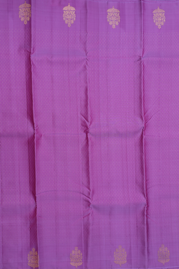 Kanchipuram Silk Saree In Lavender With Stripes Design
