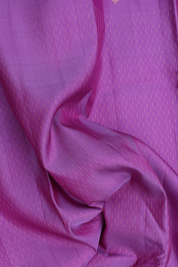 Kanchipuram Silk Saree In Lavender With Stripes Design