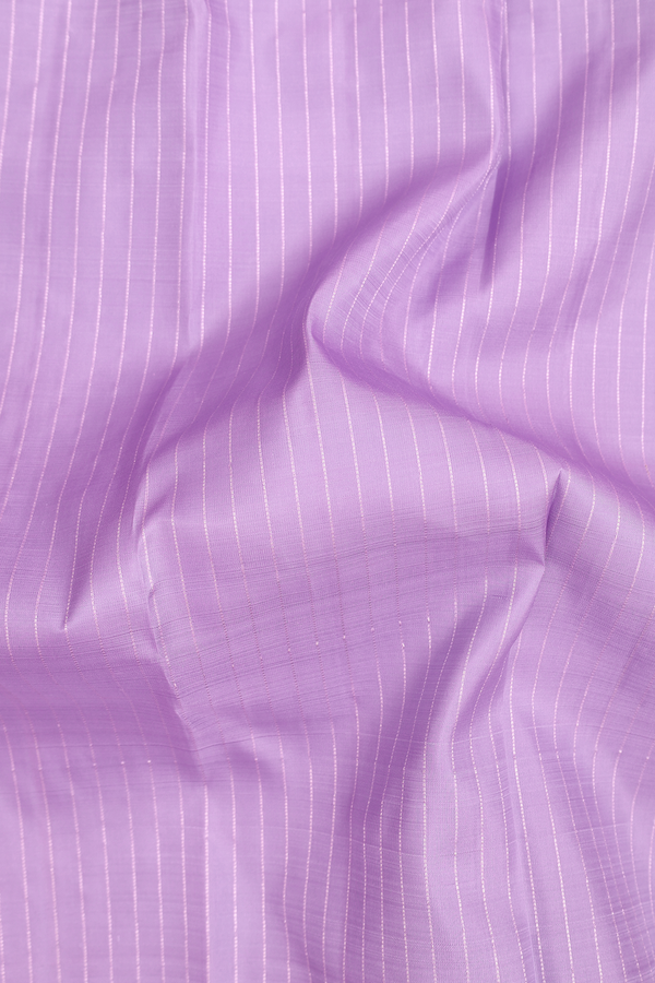 Kanchipuram Silk Saree In Lavender With Stripes Design