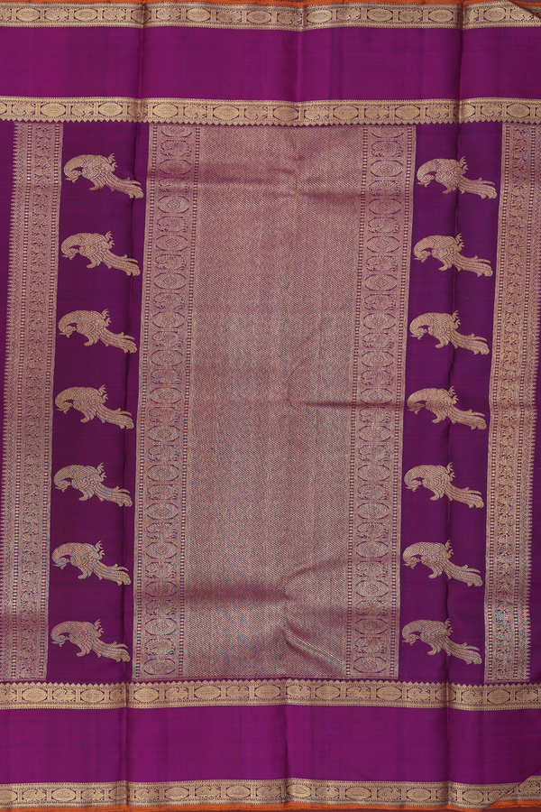 Kanchipuram Silk Saree In Leaf Green With Checks Design