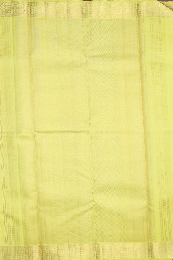 Kanchipuram Silk Saree In Lemon Yellow With Iruthalai Pakshi