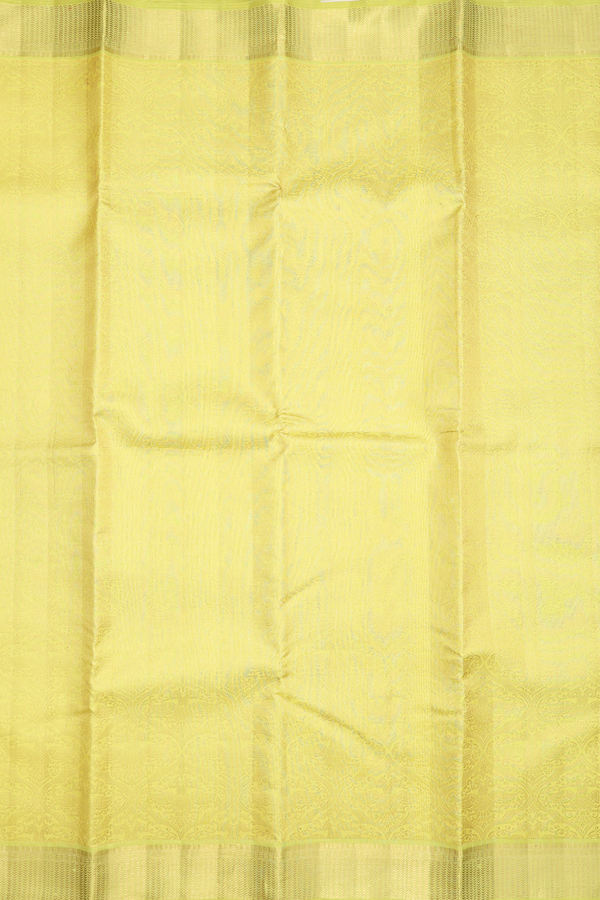 Kanchipuram Silk Saree In Lemon Yellow With Iruthalai Pakshi