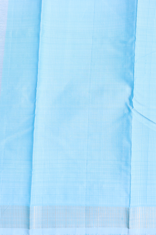 Kanchipuram Silk Saree In Light Blue With Stripes Design