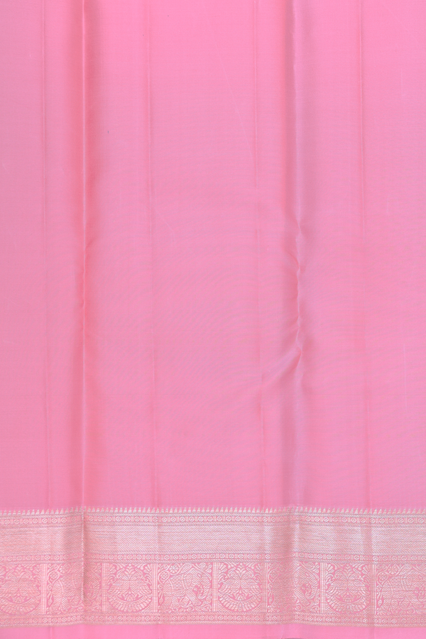 Kanchipuram Silk Saree In Light Green With Peacock Buttas