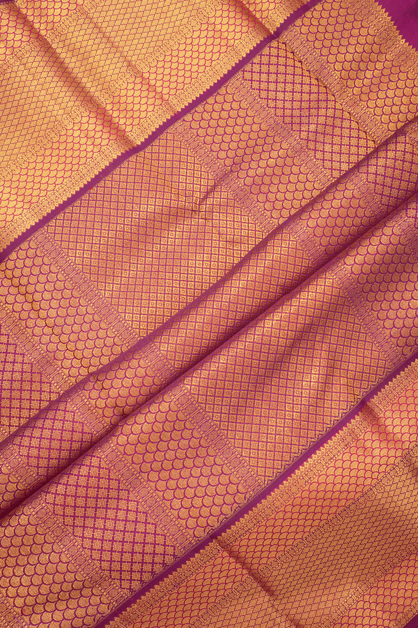 Kanchipuram Silk Saree In Beige With Checks Along Buttis