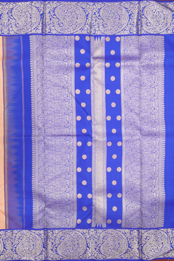 Kanchipuram Silk Saree In Light Orange With Chevron Design