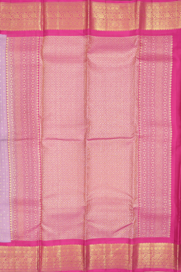 Kanchipuram Silk Saree In Light Purple With Checks Design