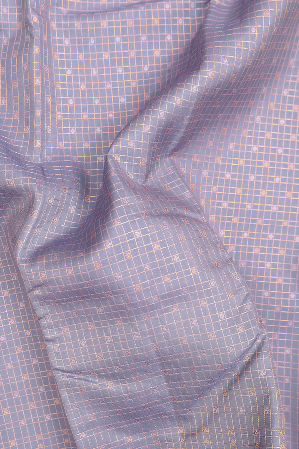 Kanchipuram Silk Saree In Light Purple With Checks Design