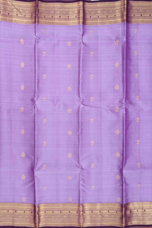 Kanchipuram Silk Saree In Light Purple With Floral Buttas