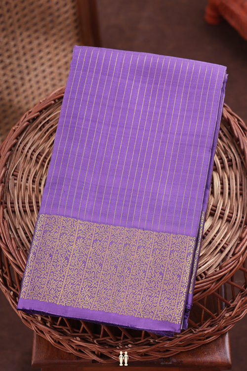 Kanchipuram Silk Saree In Light Purple With Stripes Design