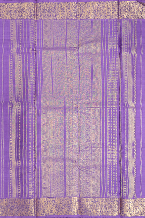 Kanchipuram Silk Saree In Light Purple With Stripes Design