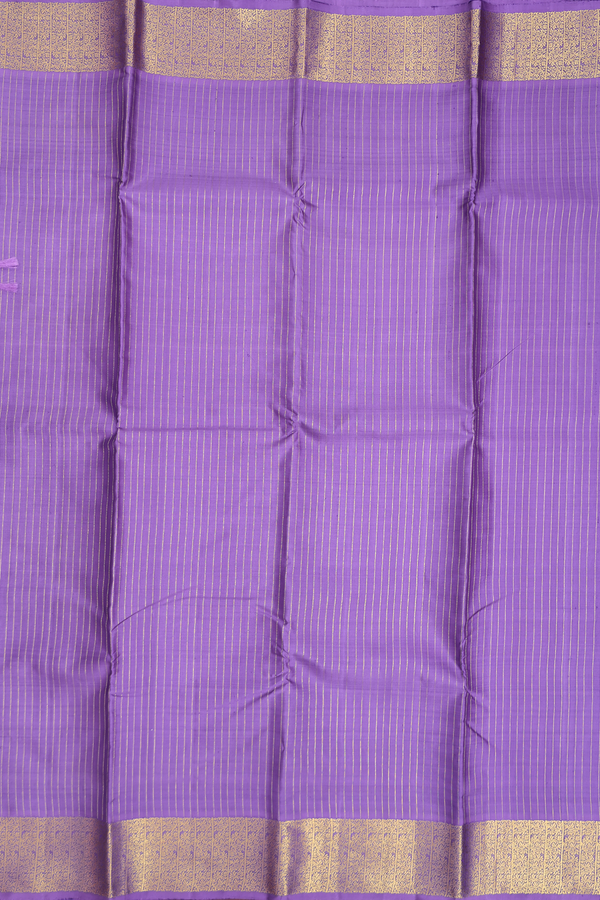 Kanchipuram Silk Saree In Light Purple With Stripes Design