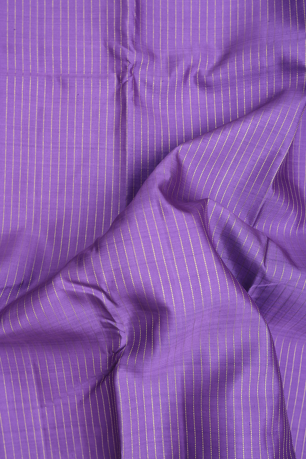 Kanchipuram Silk Saree In Light Purple With Stripes Design