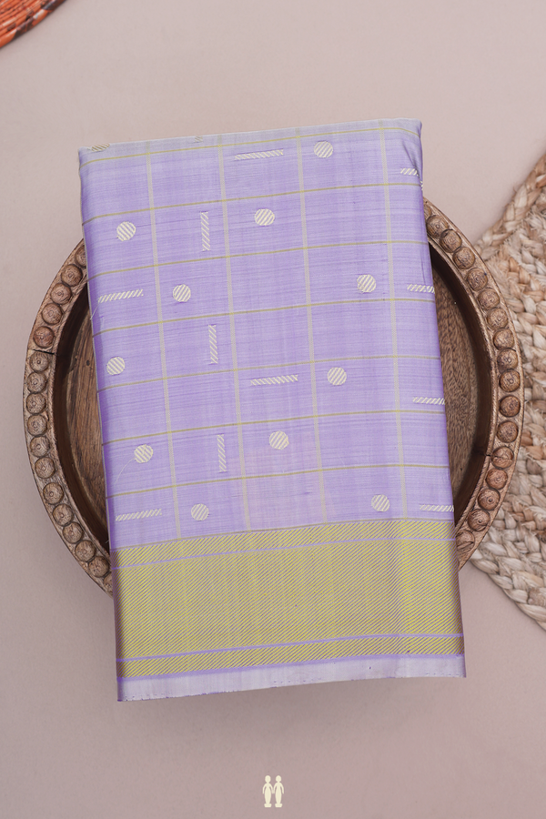 Kanchipuram Silk Saree In Light Purple With Threadwork Design