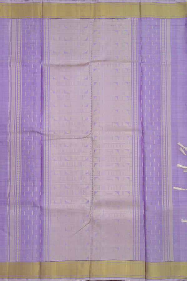 Kanchipuram Silk Saree In Light Purple With Threadwork Design