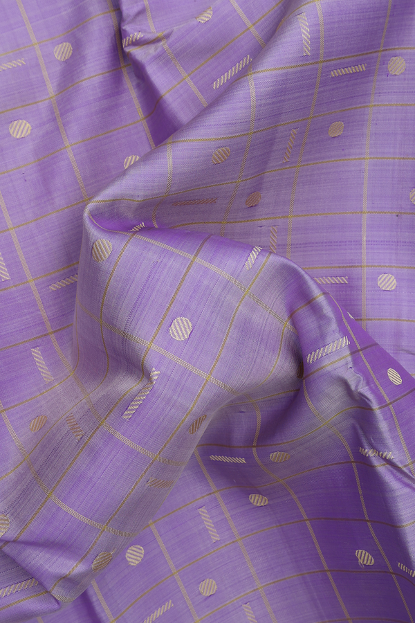 Kanchipuram Silk Saree In Light Purple With Threadwork Design