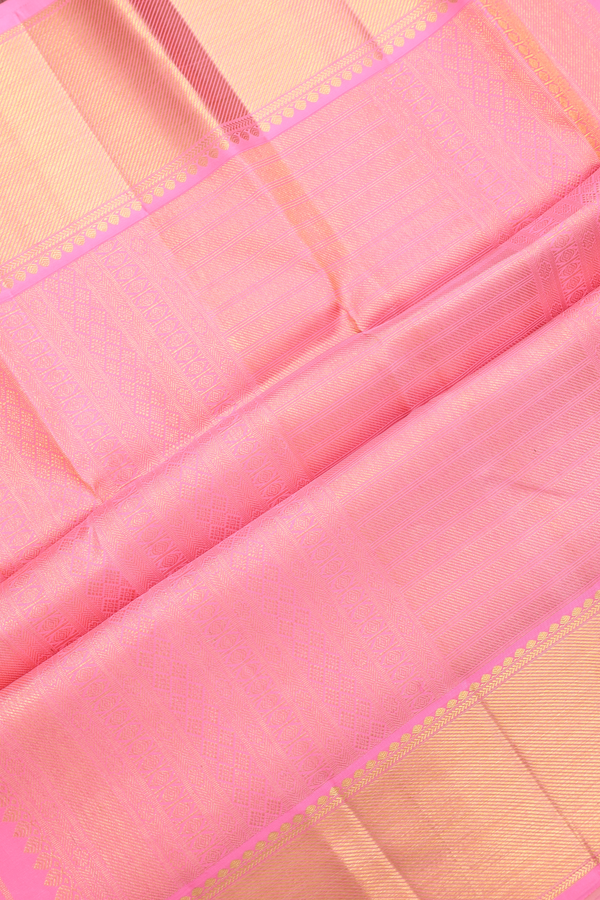 Kanchipuram Silk Saree In Light Tan With Zari Buttis