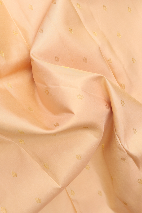 Kanchipuram Silk Saree In Light Tan With Zari Buttis