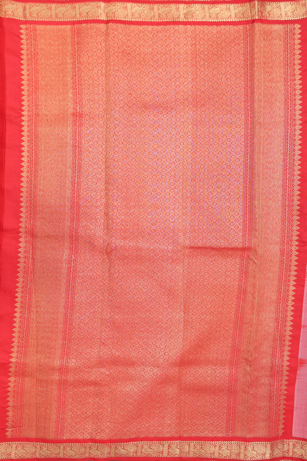 Kanchipuram Silk Saree In Light Yellow With Printed Design