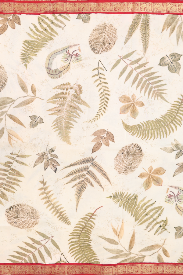 Kanchipuram Silk Saree In Light Yellow With Printed Design