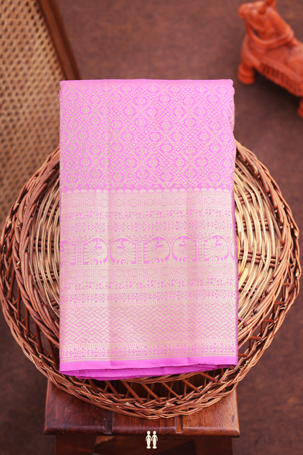 Kanchipuram Silk Saree In Lilac Pink With Brocade Design