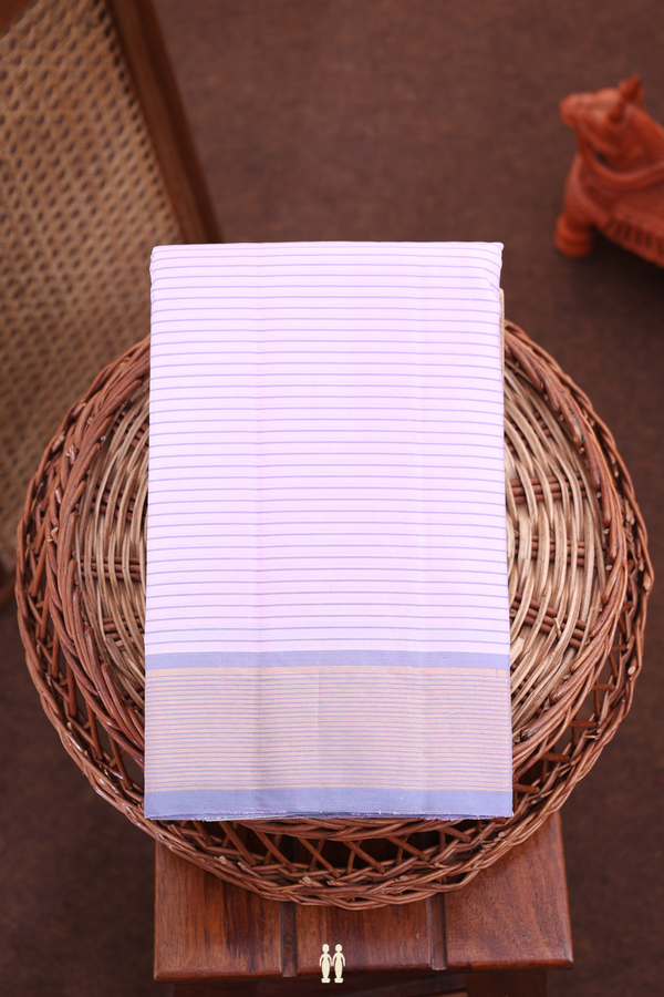 Kanchipuram Silk Saree In Lilac Pink With Stripes Design