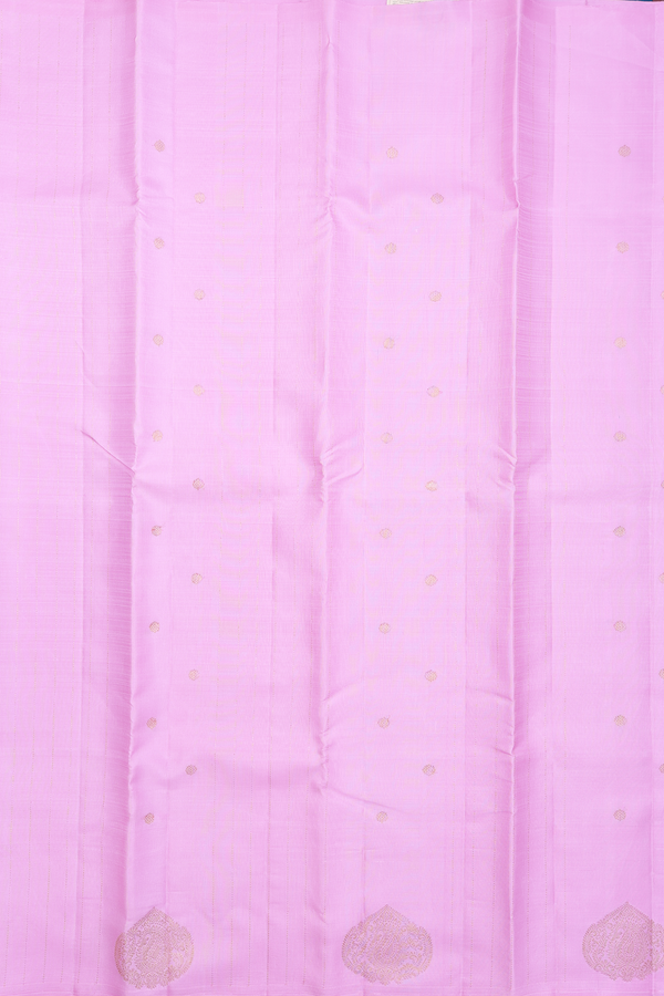 Kanchipuram Silk Saree In Lilac Pink With Stripes Design
