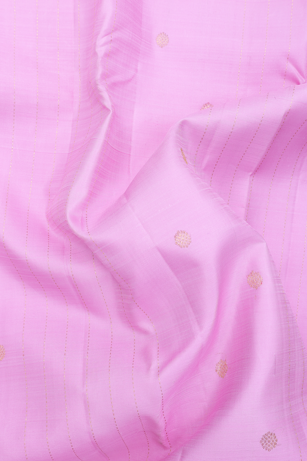 Kanchipuram Silk Saree In Lilac Pink With Stripes Design