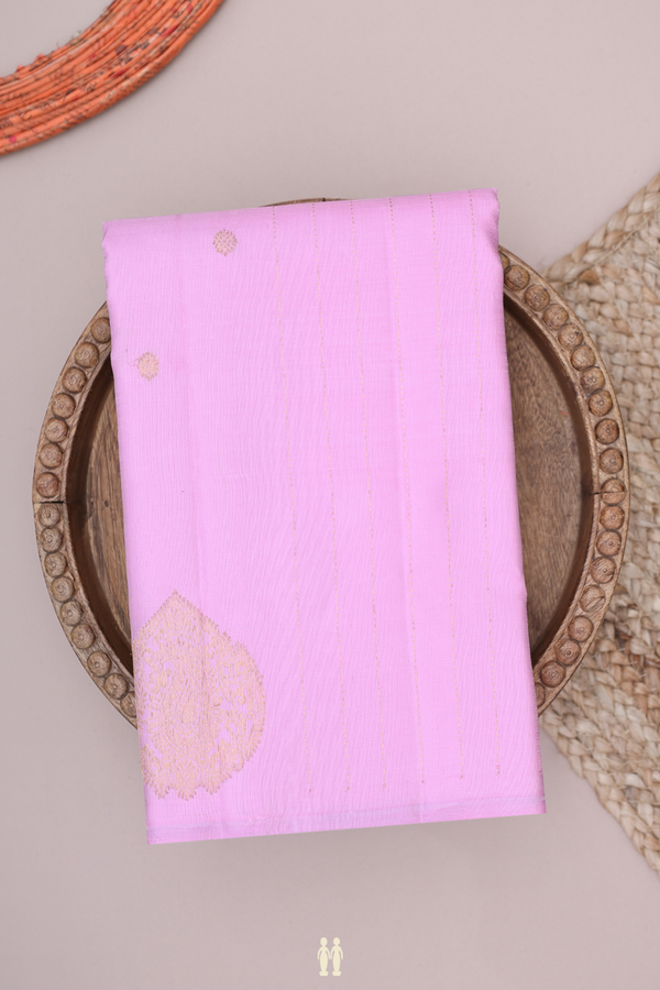 Kanchipuram Silk Saree In Lilac Pink With Stripes Design