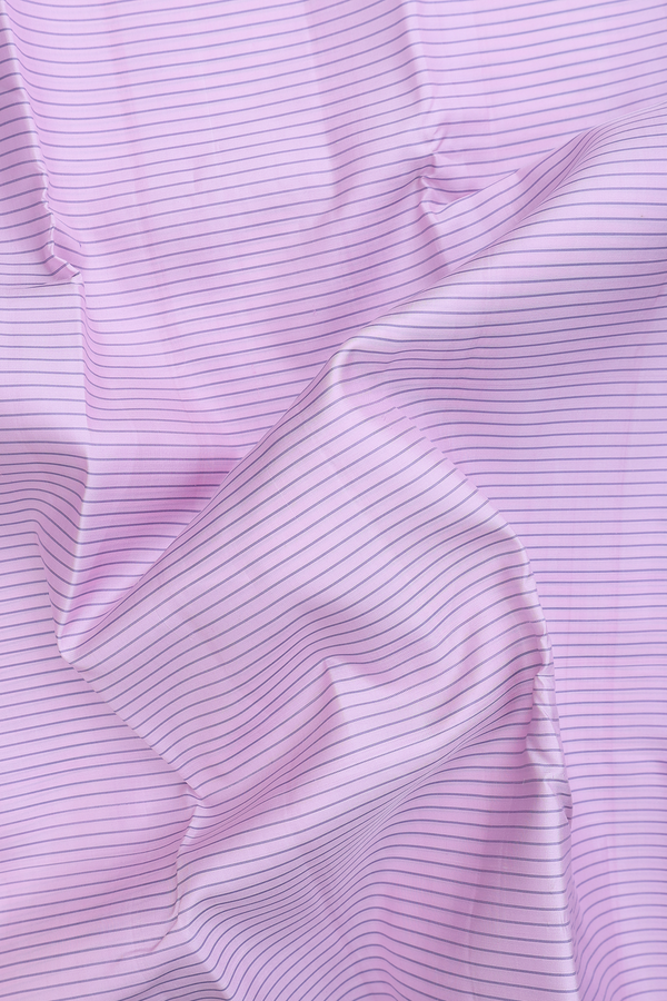 Kanchipuram Silk Saree In Lilac Pink With Stripes Design