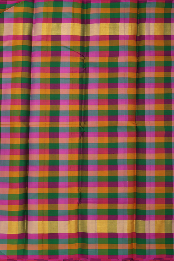 Kanchipuram Silk Saree In Lilac Purple With Checks Border