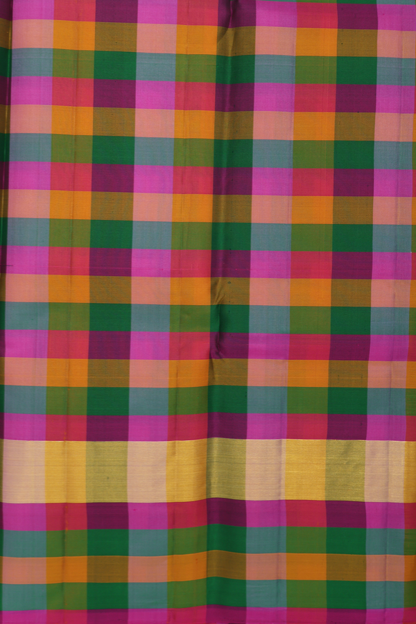 Kanchipuram Silk Saree In Lilac Purple With Checks Border
