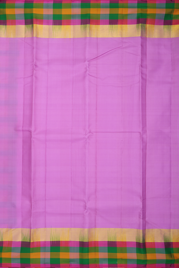Kanchipuram Silk Saree In Lilac Purple With Checks Border