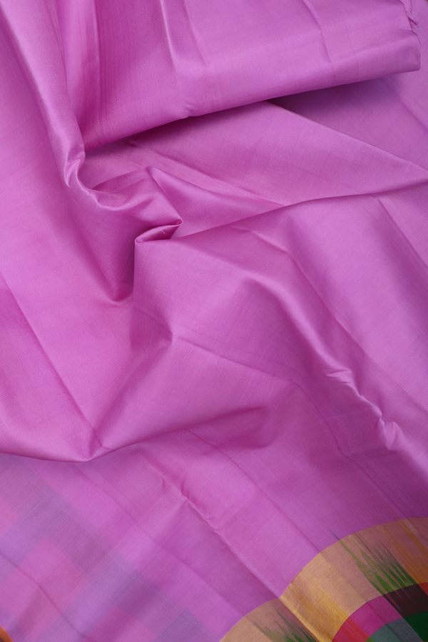 Kanchipuram Silk Saree In Lilac Purple With Checks Border