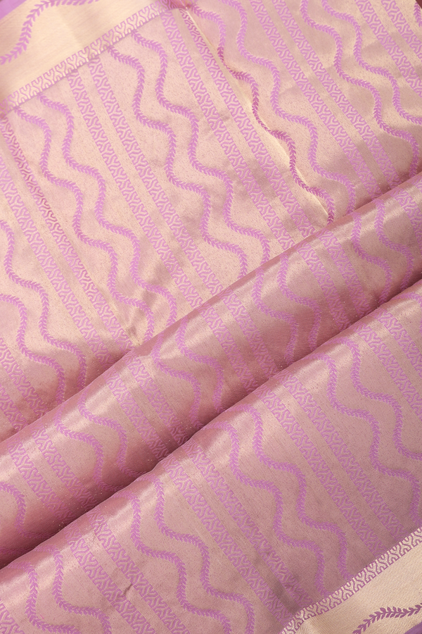 Kanchipuram Silk Saree In Lilac Purple With Zari Border