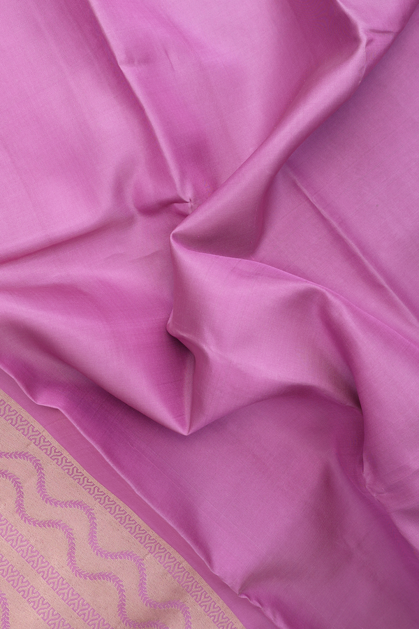 Kanchipuram Silk Saree In Lilac Purple With Zari Border