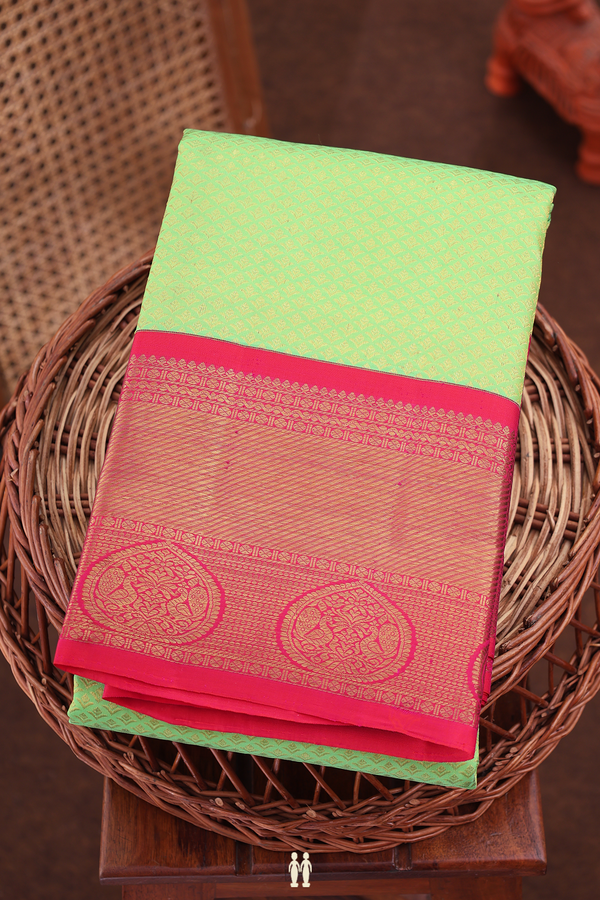 Kanchipuram Silk Saree In Lime Green With Brocade Design