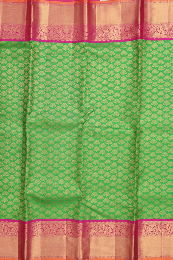 Kanchipuram Silk Saree In Lime Green With Brocade Design