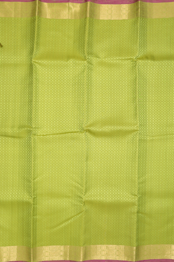 Kanchipuram Silk Saree In Lime Green With Jacquard Pattern