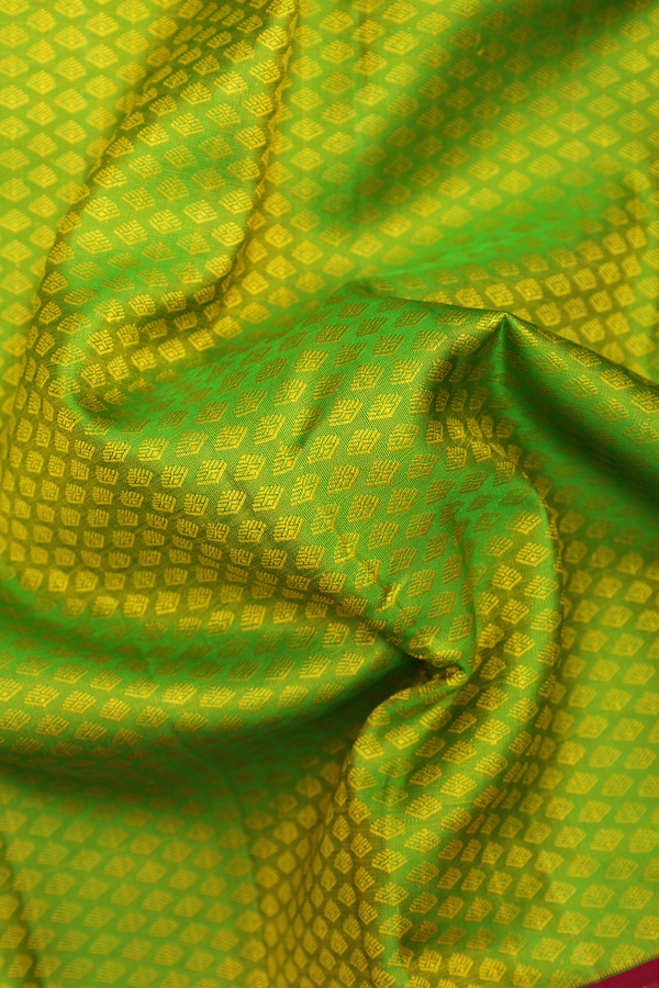 Kanchipuram Silk Saree In Lime Green With Jacquard Pattern