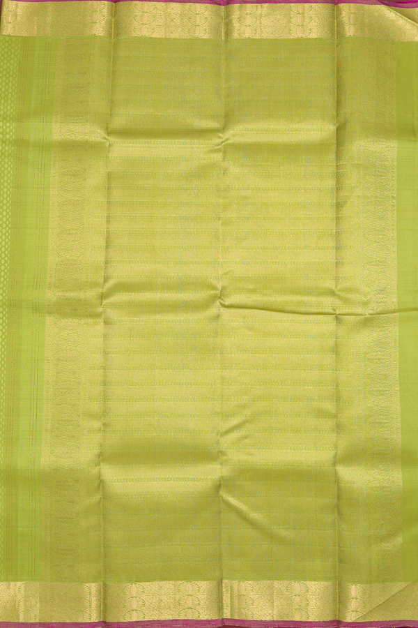 Kanchipuram Silk Saree In Lime Green With Jacquard Pattern