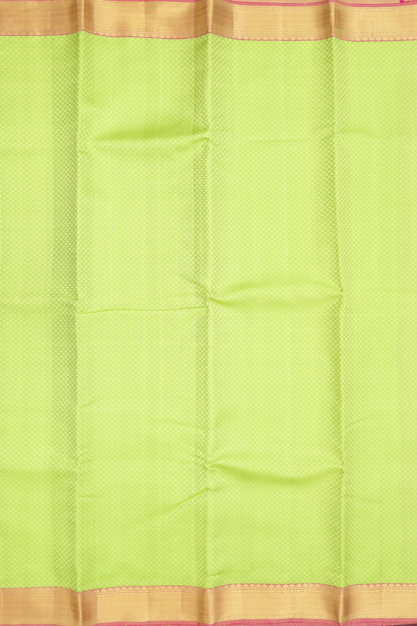 Kanchipuram Silk Saree In Lime Green With Jacquard Pattern