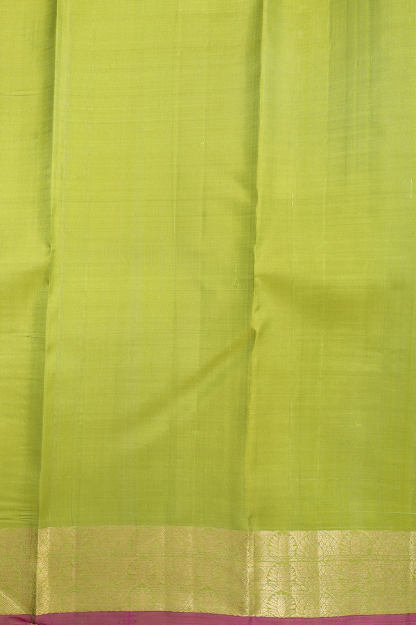 Kanchipuram Silk Saree In Lime Green With Jacquard Pattern